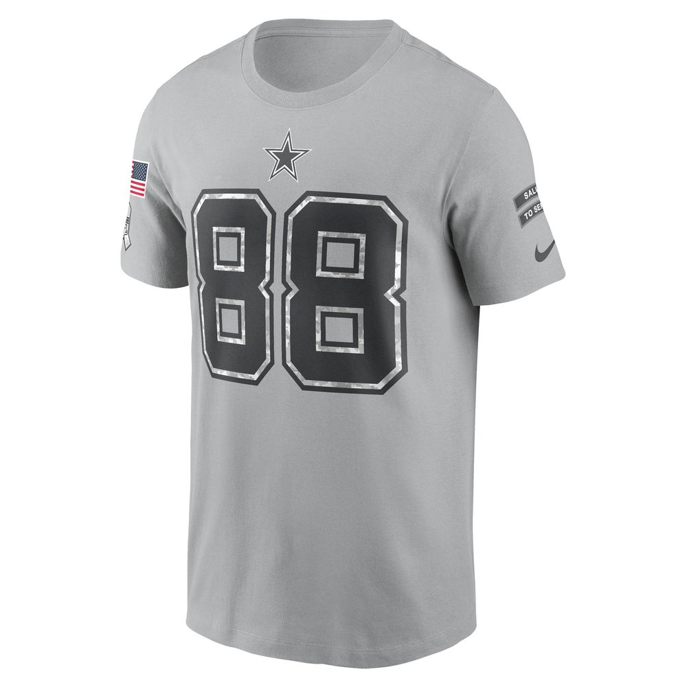 Men's Dallas Cowboys CeeDee Lamb Gray 2024 Salute To Service Name & Number T-Shirt