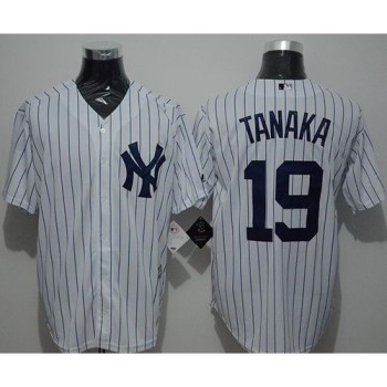 Yankees #19 Masahiro Tanaka White Strip New Cool Base Stitched MLB Jersey