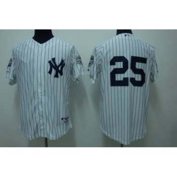 Yankees #25 Mark Teixeira Stitched White MLB Jersey
