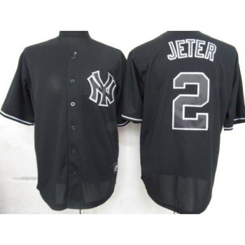 Yankees #2 Derek Jeter Black Fashion Stitched MLB Jersey Yankees #2 Derek Jeter Black Fashion Stitched MLB Jersey