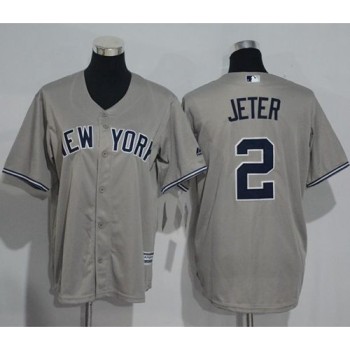 Yankees #2 Derek Jeter Grey Name Back Stitched Youth MLB Jersey Yankees #2 Derek Jeter Grey Name Back Stitched Youth MLB Jersey