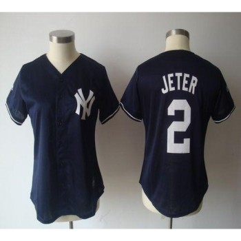 Yankees #2 Derek Jeter Navy Blue Women's Fashion Stitched MLB Jersey Yankees #2 Derek Jeter Navy Blue Women's Fashion Stitched MLB Jersey