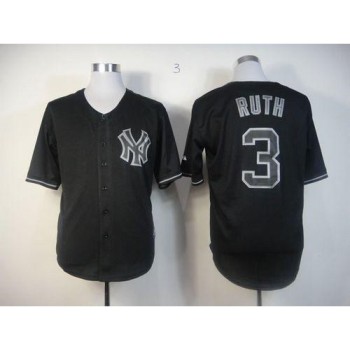 Yankees #3 Babe Ruth Black Fashion Stitched MLB Jersey Yankees #3 Babe Ruth Black Fashion Stitched MLB Jersey
