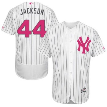 Yankees #44 Reggie Jackson White Strip Flexbase Authentic Collection 2016 Mother's Day Stitched MLB Jersey Yankees #44 Reggie Jackson White Strip Flexbase Authentic Collection 2016 Mother's Day Stitched MLB Jersey