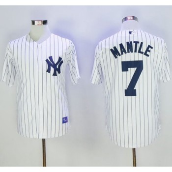 Yankees #7 Mickey Mantle White Name On Back 75TH Stitched MLB Jersey Yankees #7 Mickey Mantle White Name On Back 75TH Stitched MLB Jersey
