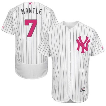 Yankees #7 Mickey Mantle White Strip Flexbase Authentic Collection 2016 Mother's Day Stitched MLB Jersey Yankees #7 Mickey Mantle White Strip Flexbase Authentic Collection 2016 Mother's Day Stitched MLB Jersey