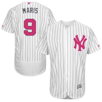 Yankees #9 Roger Maris White Strip Flexbase Authentic Collection 2016 Mother's Day Stitched MLB Jersey Yankees #9 Roger Maris White Strip Flexbase Authentic Collection 2016 Mother's Day Stitched MLB Jersey