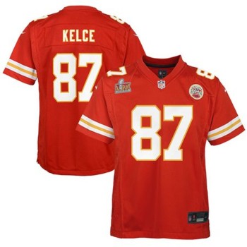 Youth Kansas City Chiefs #87 Travis Kelce Red Super Bowl LIX Game Player Jersey Youth Kansas City Chiefs #87 Travis Kelce Red Super Bowl LIX Game Player Jersey