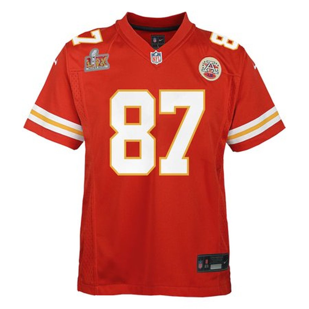 Youth Kansas City Chiefs #87 Travis Kelce Red Super Bowl LIX Game Player Jersey Youth Kansas City Chiefs #87 Travis Kelce Red Super Bowl LIX Game Player Jersey