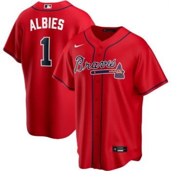 Youth Atlanta Braves #1 Ozzie Albies Red Cool Base Stitched Jersey Youth Atlanta Braves #1 Ozzie Albies Red Cool Base Stitched Jersey