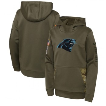Youth Carolina Panthers 2022 Olive Salute to Service Therma Performance Pullover Hoodie Youth Carolina Panthers 2022 Olive Salute to Service Therma Performance Pullover Hoodie