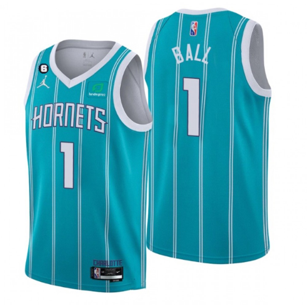 Youth Charlotte Hornets 2022-23 Teal Icon Edition No.6 Patch Stitched Basketball Jersey