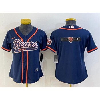 Youth Chicago Bears Navy Team Big Logo With Patch Cool Base Stitched Baseball Jersey Youth Chicago Bears Navy Team Big Logo With Patch Cool Base Stitched Baseball Jersey