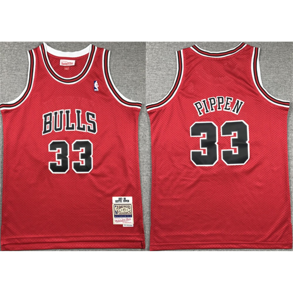Youth Chicago Bulls #33 Scottie Pippen Red Stitched Basketball Jersey