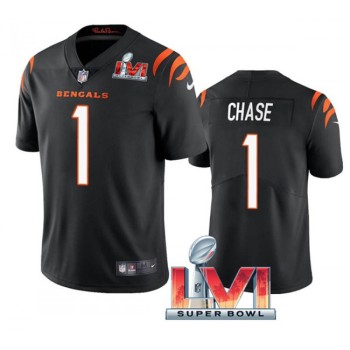 Youth Cincinnati Bengals #1 Ja'Marr Chase 2022 Black Super Bowl LVI Vapor Limited Stitched Jersey Youth Cincinnati Bengals #1 Ja'Marr Chase 2022 Black Super Bowl LVI Vapor Limited Stitched Jersey