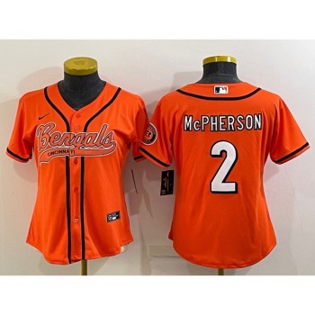 Youth Cincinnati Bengals #2 Evan McPherson Orange With Patch Cool Base Stitched Baseball Jersey Youth Cincinnati Bengals #2 Evan McPherson Orange With Patch Cool Base Stitched Baseball Jersey