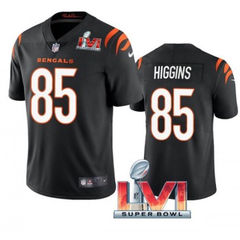 Youth Cincinnati Bengals #85 Tee Higgins 2022 Black Super Bowl LVI Vapor Limited Stitched Jersey Youth Cincinnati Bengals #85 Tee Higgins 2022 Black Super Bowl LVI Vapor Limited Stitched Jersey