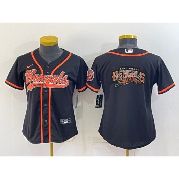 Youth Cincinnati Bengals Black Team Big Logo With Patch Cool Base Stitched Baseball Jersey Youth Cincinnati Bengals Black Team Big Logo With Patch Cool Base Stitched Baseball Jersey
