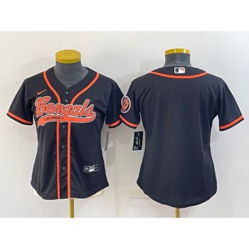 Youth Cincinnati Bengals Blank Black With Patch Cool Base Stitched Baseball Jersey Youth Cincinnati Bengals Blank Black With Patch Cool Base Stitched Baseball Jersey