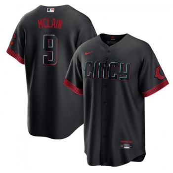 Youth Cincinnati Reds #9 Matt McLain Black 2023 City Connect Stitched Baseball Jersey Youth Cincinnati Reds #9 Matt McLain Black 2023 City Connect Stitched Baseball Jersey