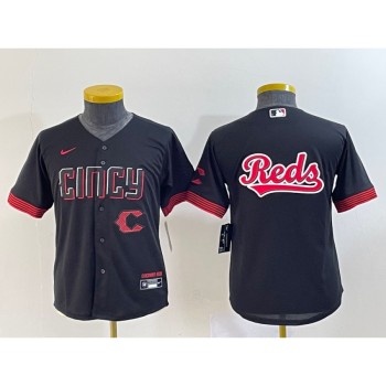 Youth Cincinnati Reds Black Team Big Logo 2023 City Connect With Patch Stitched Baseball Jersey Youth Cincinnati Reds Black Team Big Logo 2023 City Connect With Patch Stitched Baseball Jersey