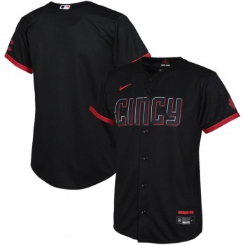 Youth Cincinnati Reds Blank Black 2023 City Connect Stitched Baseball Jersey Youth Cincinnati Reds Blank Black 2023 City Connect Stitched Baseball Jersey