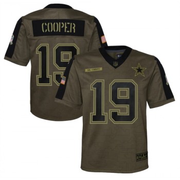 Youth Dallas Cowboys #19 Amari Cooper 2021 Olive Salute To Service Limited Stitched Jersey Youth Dallas Cowboys #19 Amari Cooper 2021 Olive Salute To Service Limited Stitched Jersey