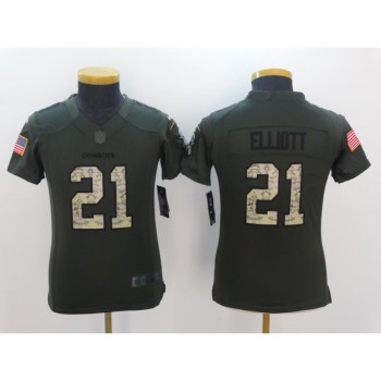 Youth Dallas Cowboys #21 Ezekiel Elliott Army Green Salute to Service Limited Stitched NFL Jersey Youth Dallas Cowboys #21 Ezekiel Elliott Army Green Salute to Service Limited Stitched NFL Jersey