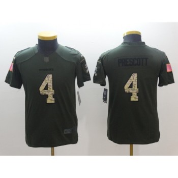 Youth Dallas Cowboys #4 Dak Prescott Olive Salute To Service Limited Stitched NFL Jersey Youth Dallas Cowboys #4 Dak Prescott Olive Salute To Service Limited Stitched NFL Jersey