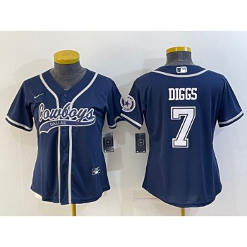 Youth Dallas Cowboys #7 Trevon Diggs Navy With Patch Cool Base Stitched Baseball Jersey Youth Dallas Cowboys #7 Trevon Diggs Navy With Patch Cool Base Stitched Baseball Jersey