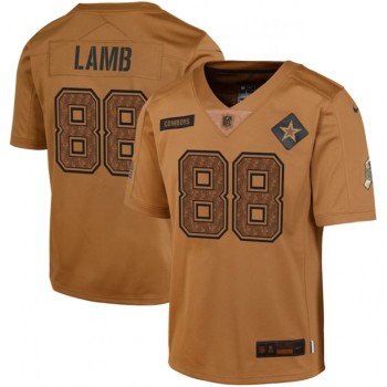 Youth Dallas Cowboys #88 CeeDee Lamb 2023 Brown Salute To Service Limited Stitched Football Jersey Youth Dallas Cowboys #88 CeeDee Lamb 2023 Brown Salute To Service Limited Stitched Football Jersey