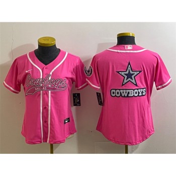 Youth Dallas Cowboys Pink Team Big Logo With Patch Cool Base Stitched Baseball Jersey Youth Dallas Cowboys Pink Team Big Logo With Patch Cool Base Stitched Baseball Jersey