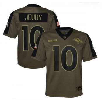 Youth Denver Broncos #10 Jerry Jeudy 2021 Olive Salute To Service Limited Stitched Jersey Youth Denver Broncos #10 Jerry Jeudy 2021 Olive Salute To Service Limited Stitched Jersey