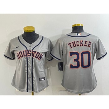 Youth Houston Astros #30 Kyle Tucker Gray Cool Base Stitched Jersey Youth Houston Astros #30 Kyle Tucker Gray Cool Base Stitched Jersey