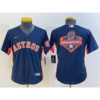 Youth Houston Astros Navy 2022 World Series Champions Team Big Logo With Patch Cool Base Stitched Jersey Youth Houston Astros Navy 2022 World Series Champions Team Big Logo With Patch Cool Base Stitched Jersey