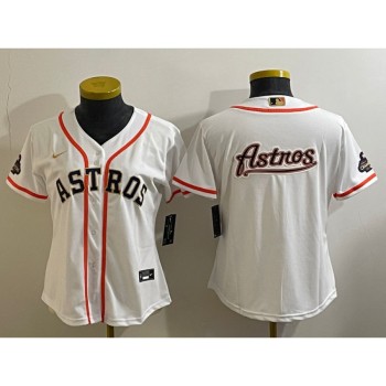 Youth Houston Astros White 2023 Gold Collection With World Serise Champions Patch Team Big Logo Stitched Baseball Jersey Youth Houston Astros White 2023 Gold Collection With World Serise Champions Patch Team Big Logo Stitched Baseball Jersey