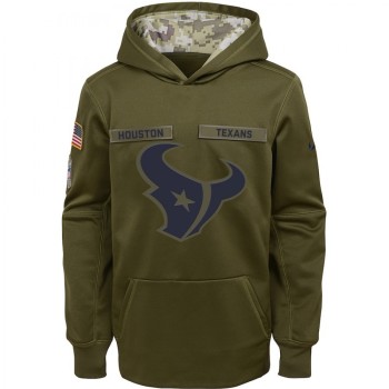 Youth Houston Texans Olive Salute to Service Pullover Performance NFL Hoodie Youth Houston Texans Olive Salute to Service Pullover Performance NFL Hoodie