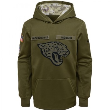 Youth Jacksonville Jaguars Olive Salute to Service Pullover Performance NFL Hoodie Youth Jacksonville Jaguars Olive Salute to Service Pullover Performance NFL Hoodie