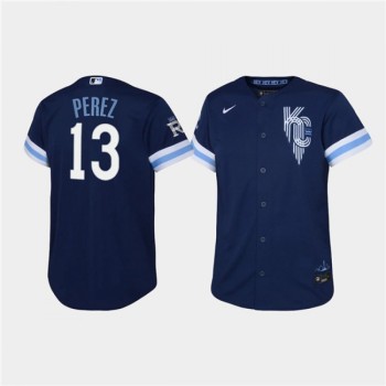 Youth Kansas City Royals #13 Salvador Perez 2022 Navy City Connect Stitched Baseball Jersey Youth Kansas City Royals #13 Salvador Perez 2022 Navy City Connect Stitched Baseball Jersey