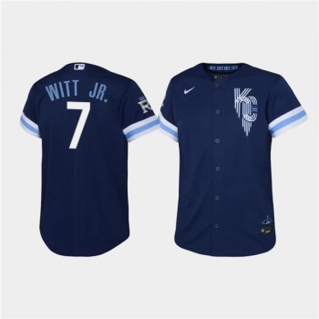 Youth Kansas City Royals #7 Bobby Witt Jr. 2022 Navy City Connect Stitched Baseball Jersey Youth Kansas City Royals #7 Bobby Witt Jr. 2022 Navy City Connect Stitched Baseball Jersey