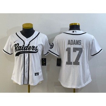 Youth Las Vegas Raiders #17 Davante Adams White Silver With Patch Cool Base Stitched Baseball Jersey Youth Las Vegas Raiders #17 Davante Adams White Silver With Patch Cool Base Stitched Baseball Jersey
