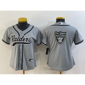 Youth Las Vegas Raiders Grey Team Big Logo With Patch Cool Base Stitched Baseball Jersey Youth Las Vegas Raiders Grey Team Big Logo With Patch Cool Base Stitched Baseball Jersey