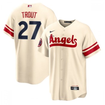 Youth Los Angeles Angels #27 Mike Trout 2022 Cream City Connect Stitched Jersey Youth Los Angeles Angels #27 Mike Trout 2022 Cream City Connect Stitched Jersey