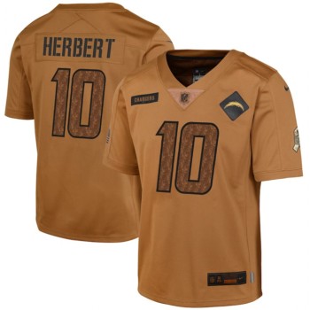 Youth Los Angeles Chargers #10 Justin Herbert 2023 Brown Salute To Service Limited Stitched Football Jersey Youth Los Angeles Chargers #10 Justin Herbert 2023 Brown Salute To Service Limited Stitched Football Jersey