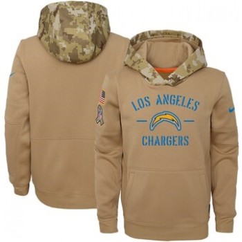 Youth Los Angeles Chargers Khaki 2019 Salute to Service Therma Pullover Hoodie Youth Los Angeles Chargers Khaki 2019 Salute to Service Therma Pullover Hoodie