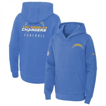 Youth Los Angeles Chargers Light Blue Sideline Club Fleece Pullover Hoodie Youth Los Angeles Chargers Light Blue Sideline Club Fleece Pullover Hoodie