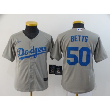 Youth Los Angeles Dodgers #50 Mookie Betts Grey Cool Base Stitched MLB Jersey Youth Los Angeles Dodgers #50 Mookie Betts Grey Cool Base Stitched MLB Jersey
