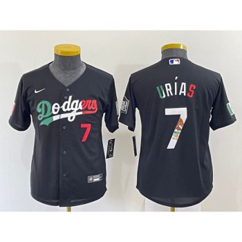 Youth Los Angeles Dodgers #7 Julio Urias Black Mexico Stitched Baseball Jersey Youth Los Angeles Dodgers #7 Julio Urias Black Mexico Stitched Baseball Jersey
