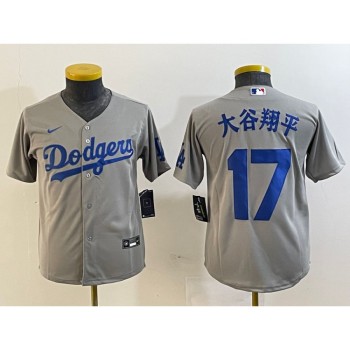 Youth Los Angeles Dodgers #17 Shohei Ohtani Grey Stitched Baseball Jersey Youth Los Angeles Dodgers #17 Shohei Ohtani Grey Stitched Baseball Jersey