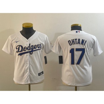 Youth Los Angeles Dodgers #17 Shohei Ohtani White/Gold Stitched Jersey Youth Los Angeles Dodgers #17 Shohei Ohtani White/Gold Stitched Jersey